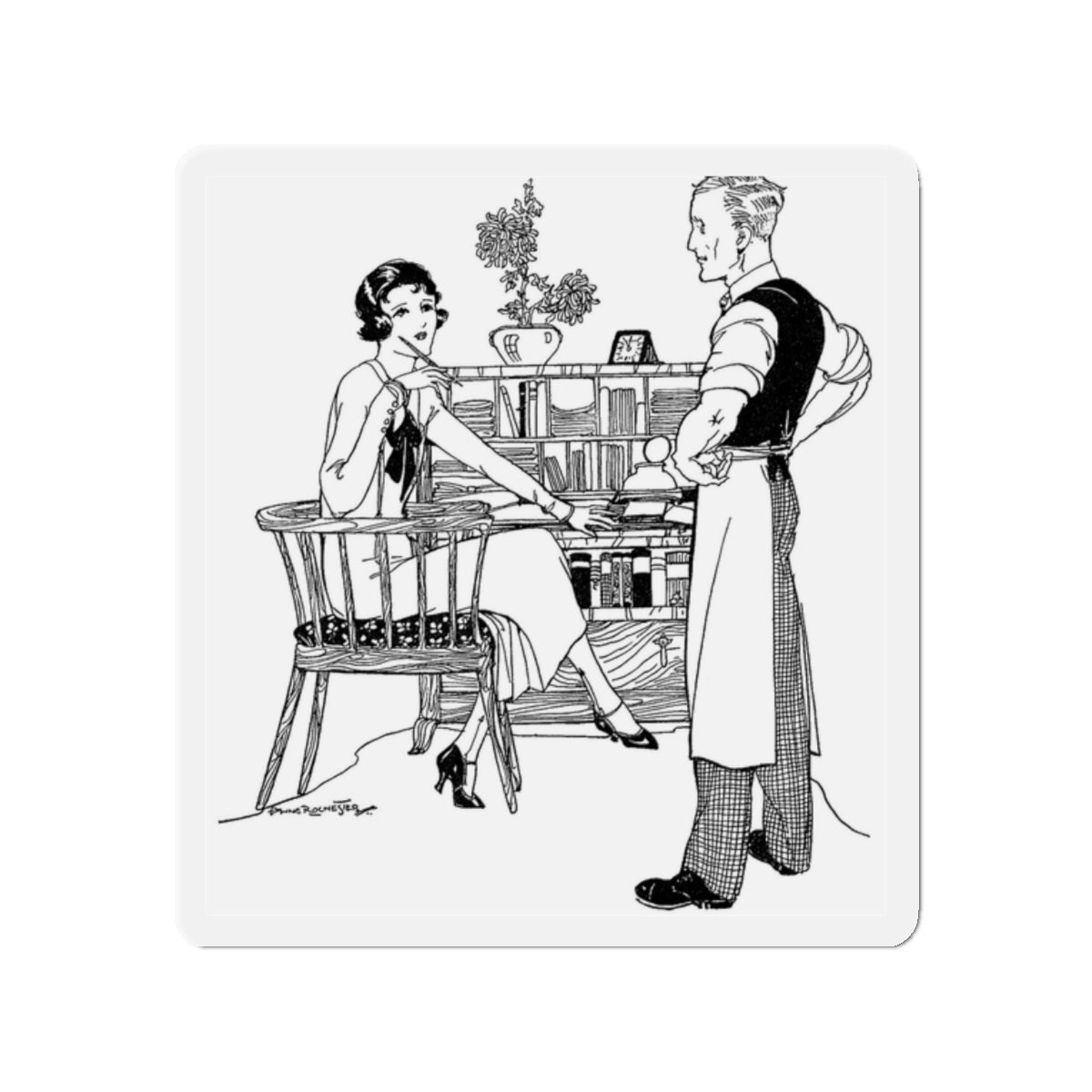 My Post War Policy, Women's Magazine, 1925 (Magazine Illustration) Refrigerator Magnet-2" x 2"-The Sticker Space