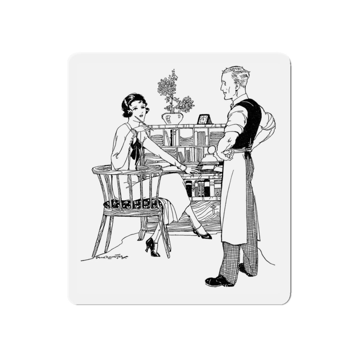 My Post War Policy, Women's Magazine, 1925 (Magazine Illustration) Refrigerator Magnet-5" x 5"-The Sticker Space