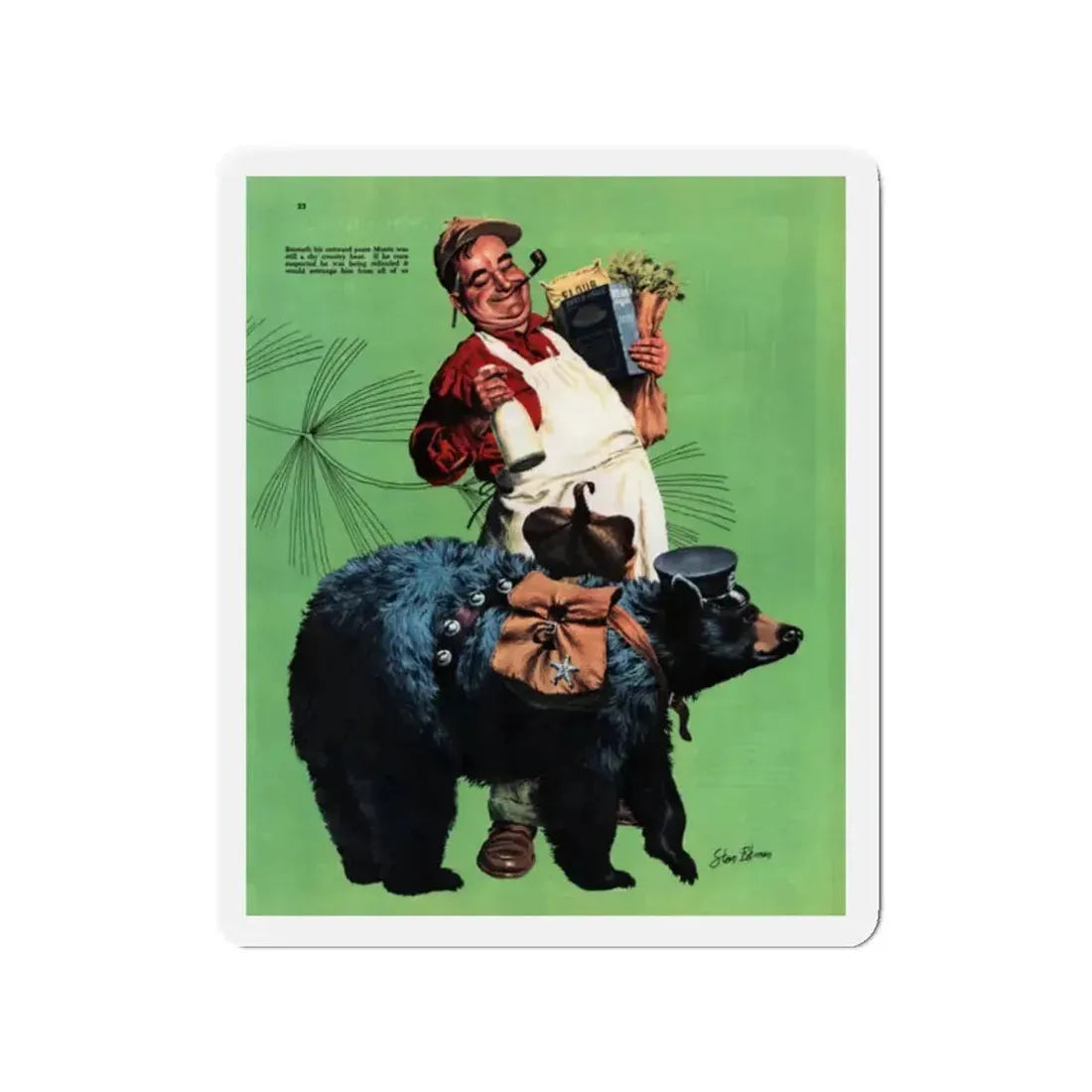 My Private Bear, Collier's magazine, March 12, 1949 (Magazine Illustration) Refrigerator Magnet 2 Inch - The Sticker Space