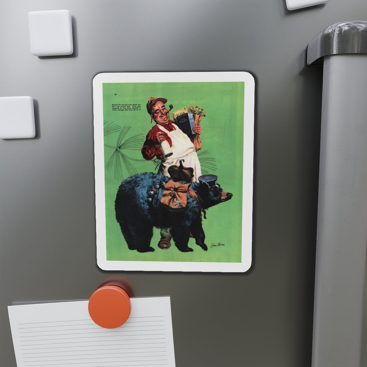 My Private Bear, Collier's magazine, March 12, 1949 (Magazine Illustration) Refrigerator Magnet-The Sticker Space