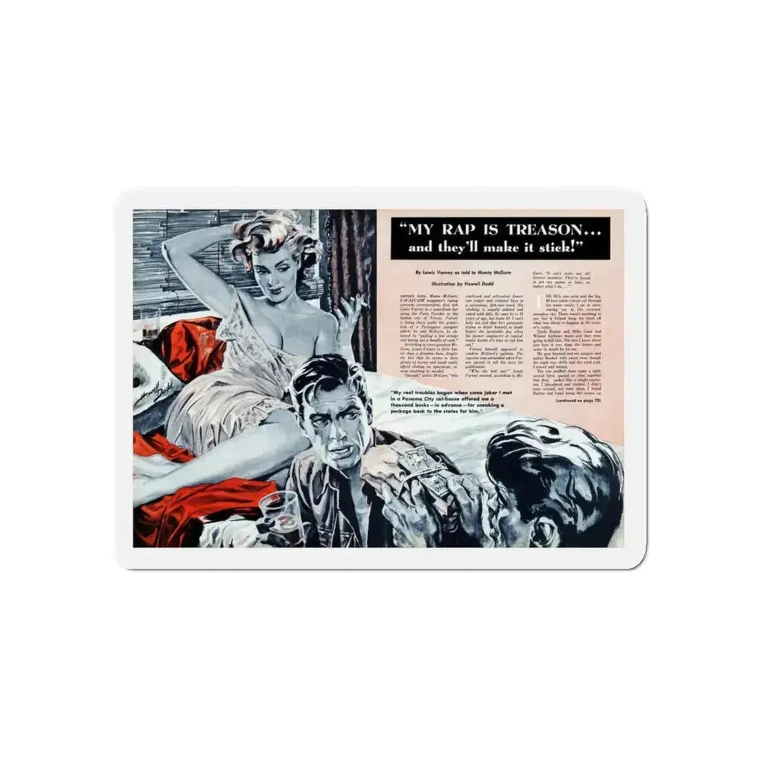 My Rap is Treason, Cavalcade magazine, September 1959 (Magazine Illustration) Refrigerator Magnet 5 Inch - The Sticker Space