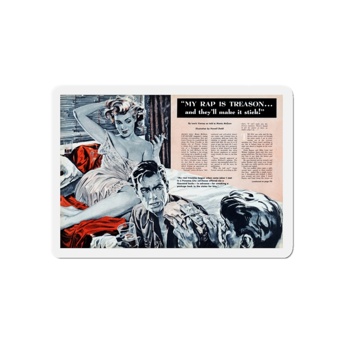 My Rap is Treason, Cavalcade magazine, September 1959 (Magazine Illustration) Refrigerator Magnet-5" x 5"-The Sticker Space