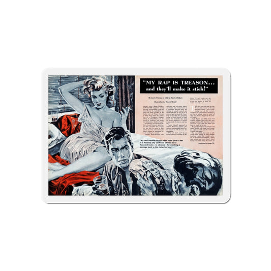 My Rap is Treason, Cavalcade magazine, September 1959 (Magazine Illustration) Refrigerator Magnet-6 × 6"-The Sticker Space