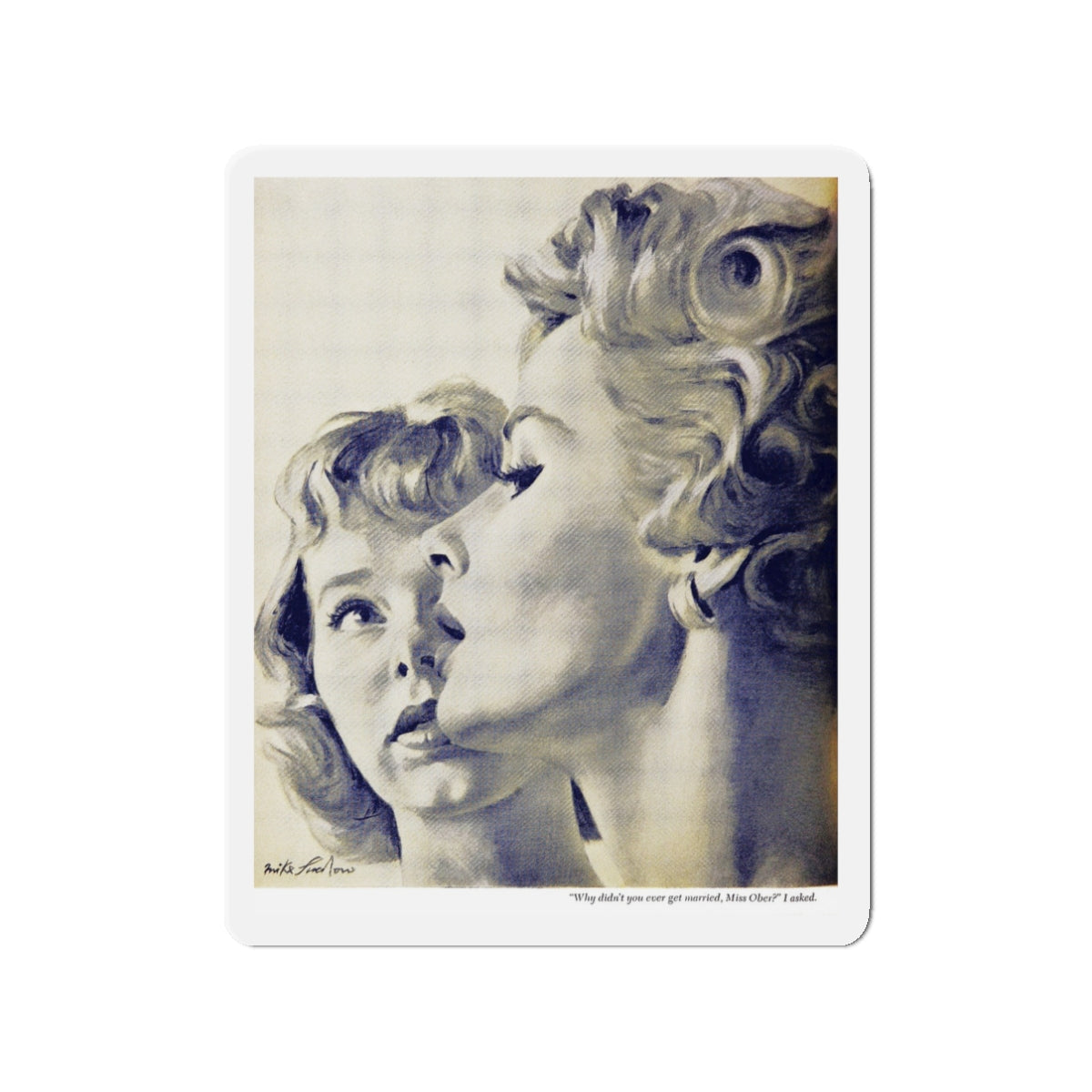 My Rival and I, Woman's Day, October 1956 (Magazine Illustration) Refrigerator Magnet-3" x 3"-The Sticker Space