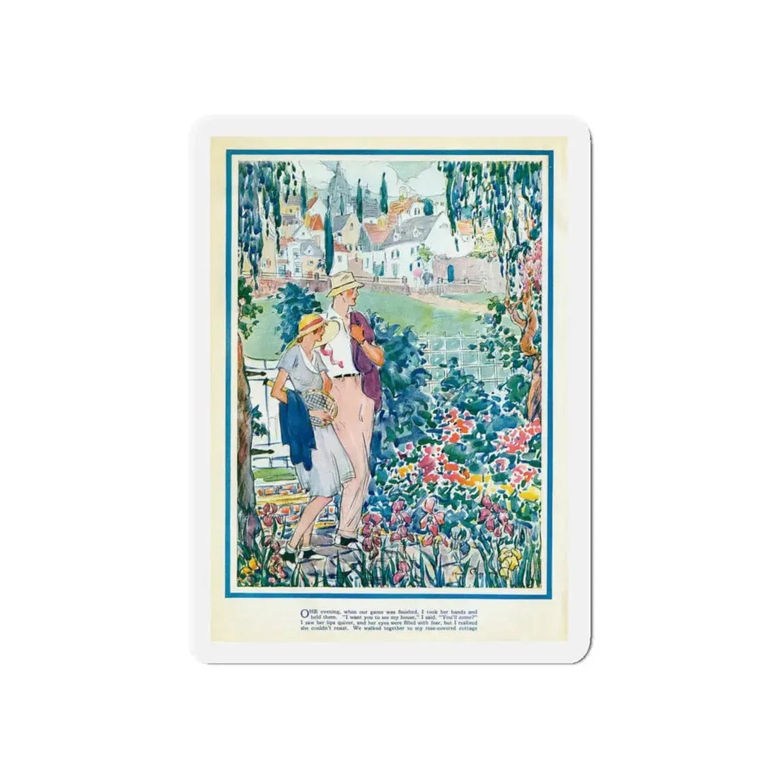 My Rose Covered Cottage, 1933, Good Housekeeping Magazine (Magazine Illustration) Refrigerator Magnet - The Sticker Space