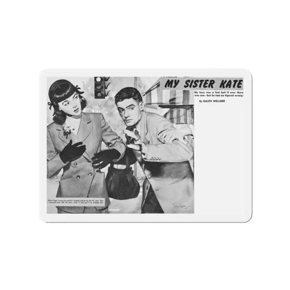 My Sister Kate, Mr magazine, March 1952 (Magazine Illustration) Refrigerator Magnet 2 Inch - The Sticker Space