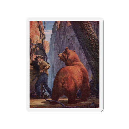 My Tangle with the Phantom Bear, Argosy, August 1950 (Magazine Illustration) Refrigerator Magnet-2" x 2"-The Sticker Space