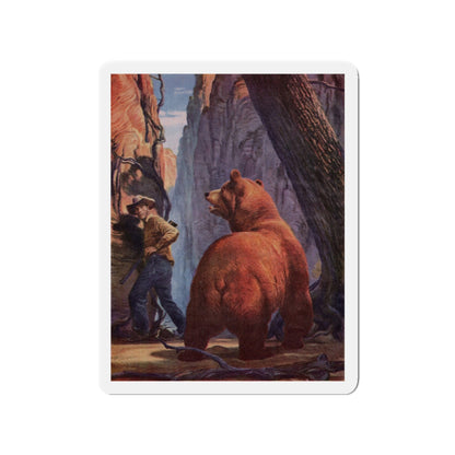 My Tangle with the Phantom Bear, Argosy, August 1950 (Magazine Illustration) Refrigerator Magnet-3" x 3"-The Sticker Space