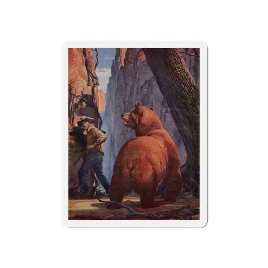 My Tangle with the Phantom Bear, Argosy, August 1950 (Magazine Illustration) Refrigerator Magnet 6 Inch - The Sticker Space