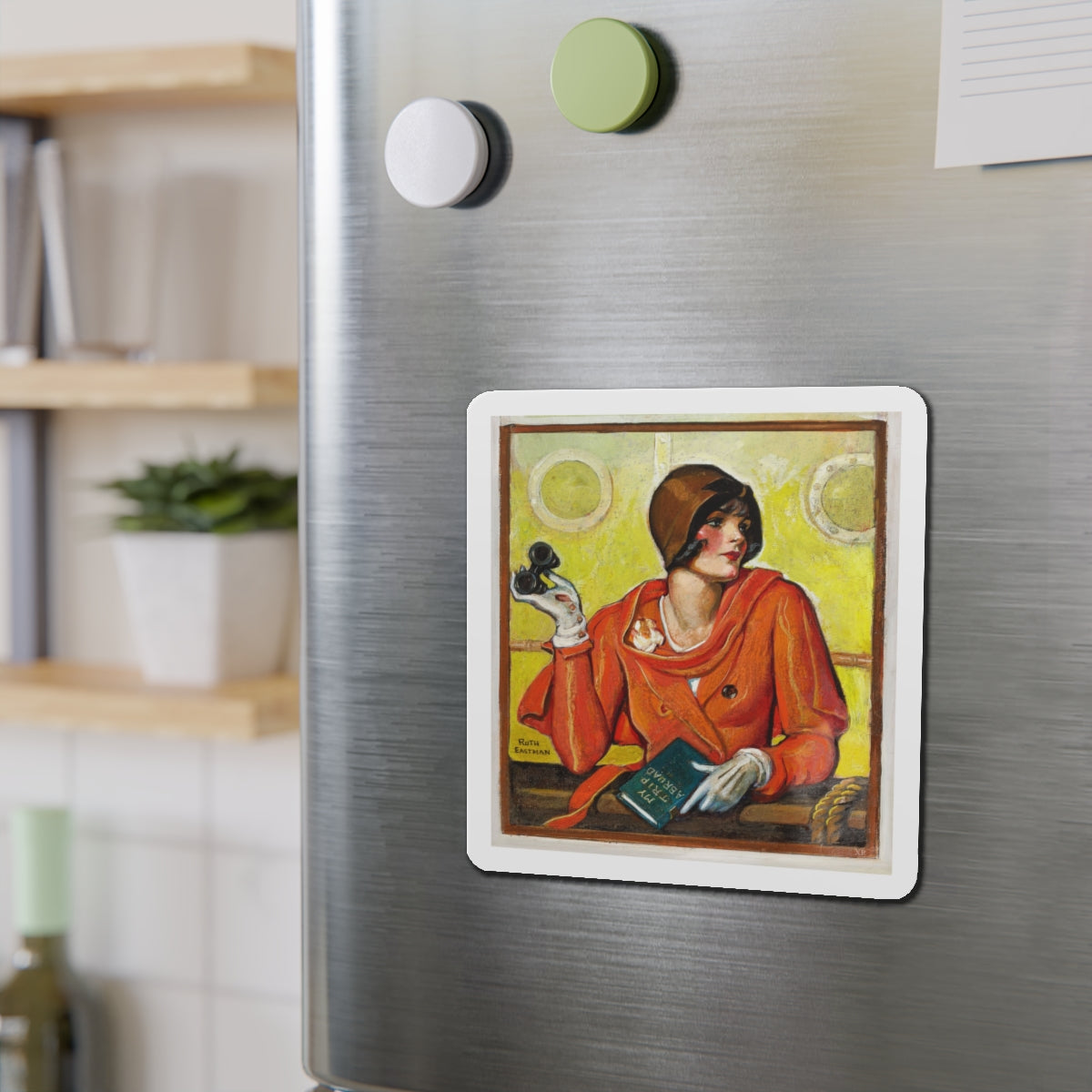 My Trip Abroad (Magazine Illustration) Refrigerator Magnet-The Sticker Space