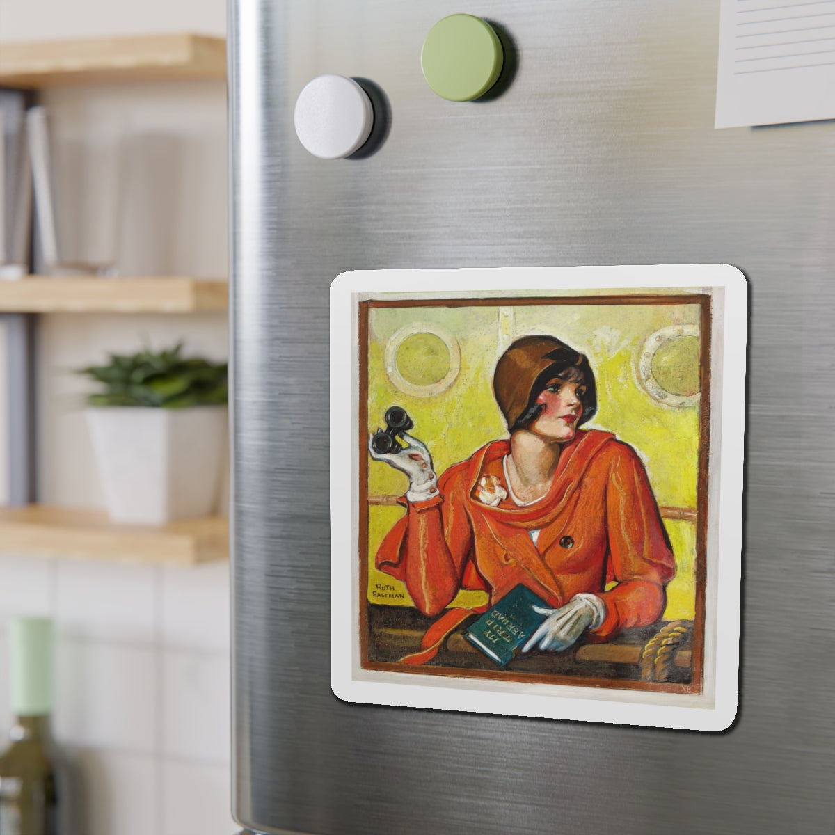 My Trip Abroad (Magazine Illustration) Refrigerator Magnet-The Sticker Space