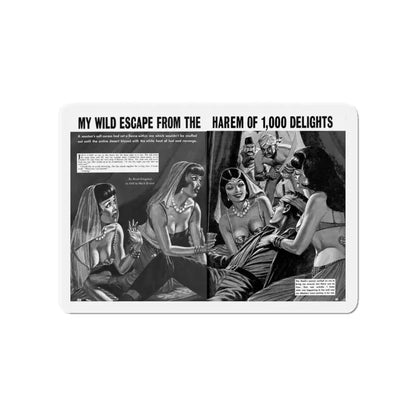 My Wild Wscape From The Harem Of 1,000 Delights, World of Men, May 1967 (Magazine Illustration) Refrigerator Magnet 4 Inch - The Sticker Space