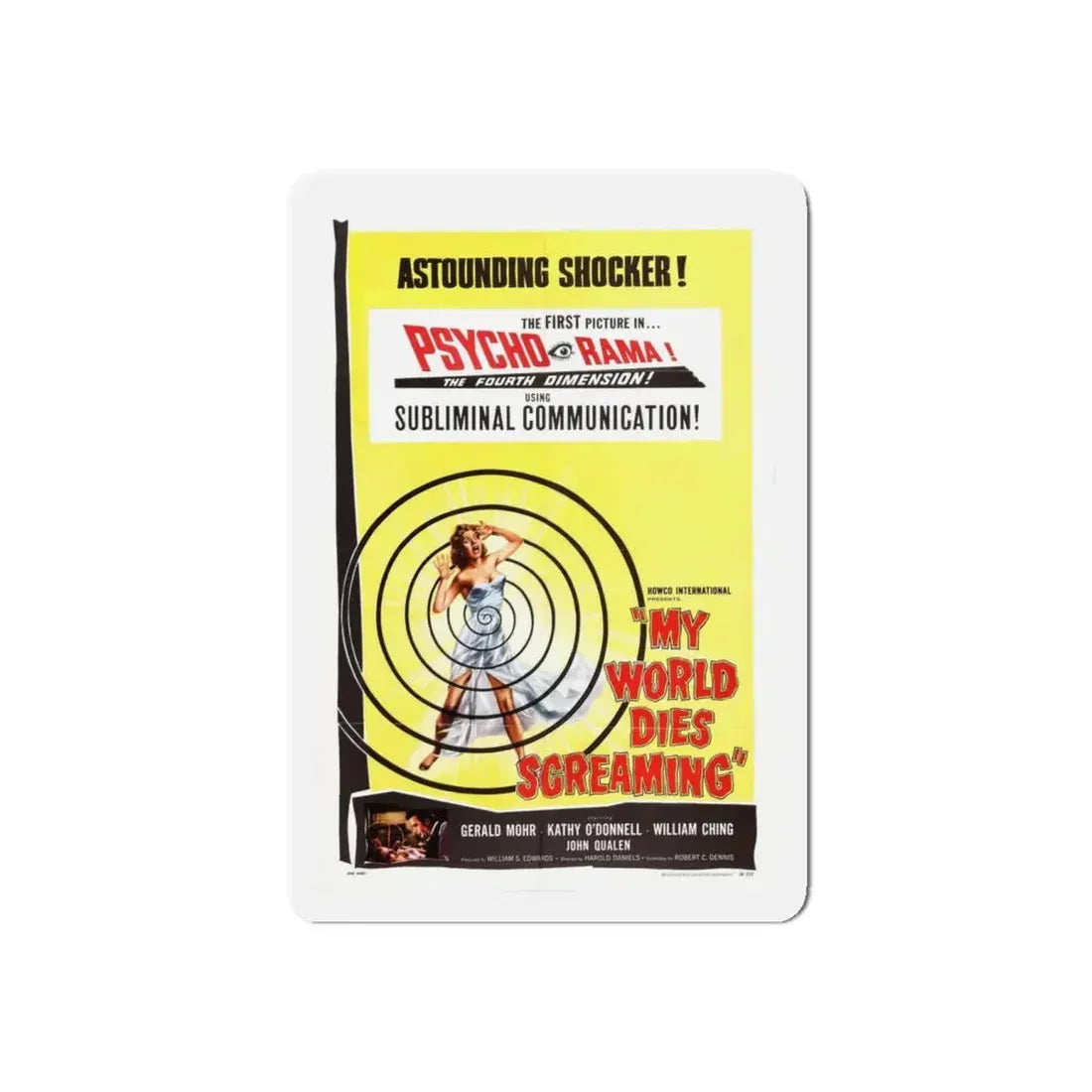 MY WORLD DIES SCREAMING 1958 Movie Poster - Refrigerator Magnet - The Sticker Space