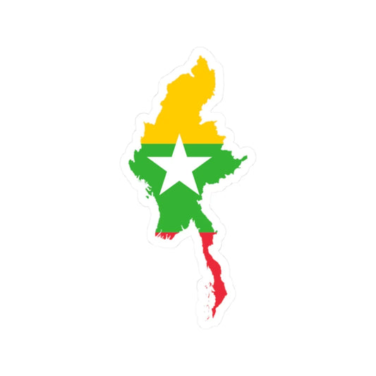 Myanmar Map Flag (Myanmar) STICKER Vinyl Kiss-Cut Decal 2 Inch White - The Sticker Space