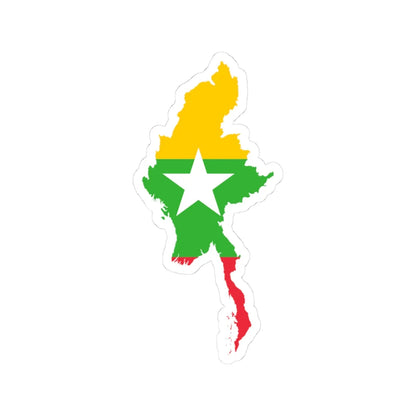 Myanmar Map Flag (Myanmar) STICKER Vinyl Kiss-Cut Decal 3 Inch White - The Sticker Space