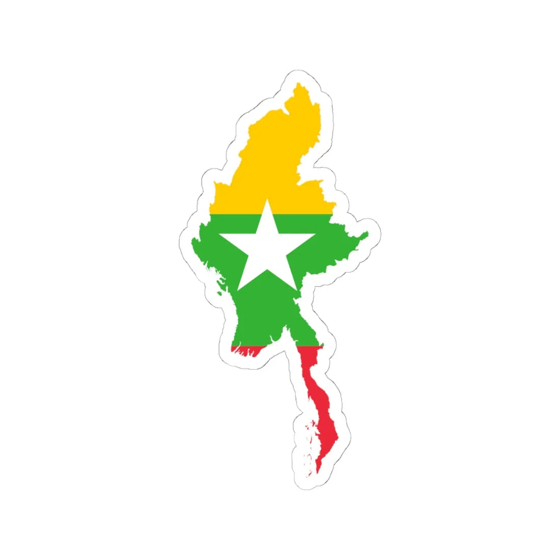 Myanmar Map Flag (Myanmar) STICKER Vinyl Kiss-Cut Decal 6 Inch White - The Sticker Space