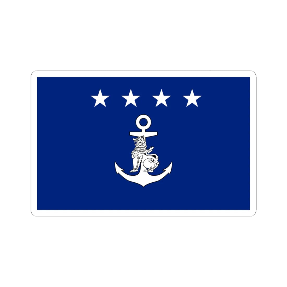 Myanmar Navy Admiral Flag (Myanmar) STICKER Vinyl Kiss-Cut Decal 4 Inch White - The Sticker Space