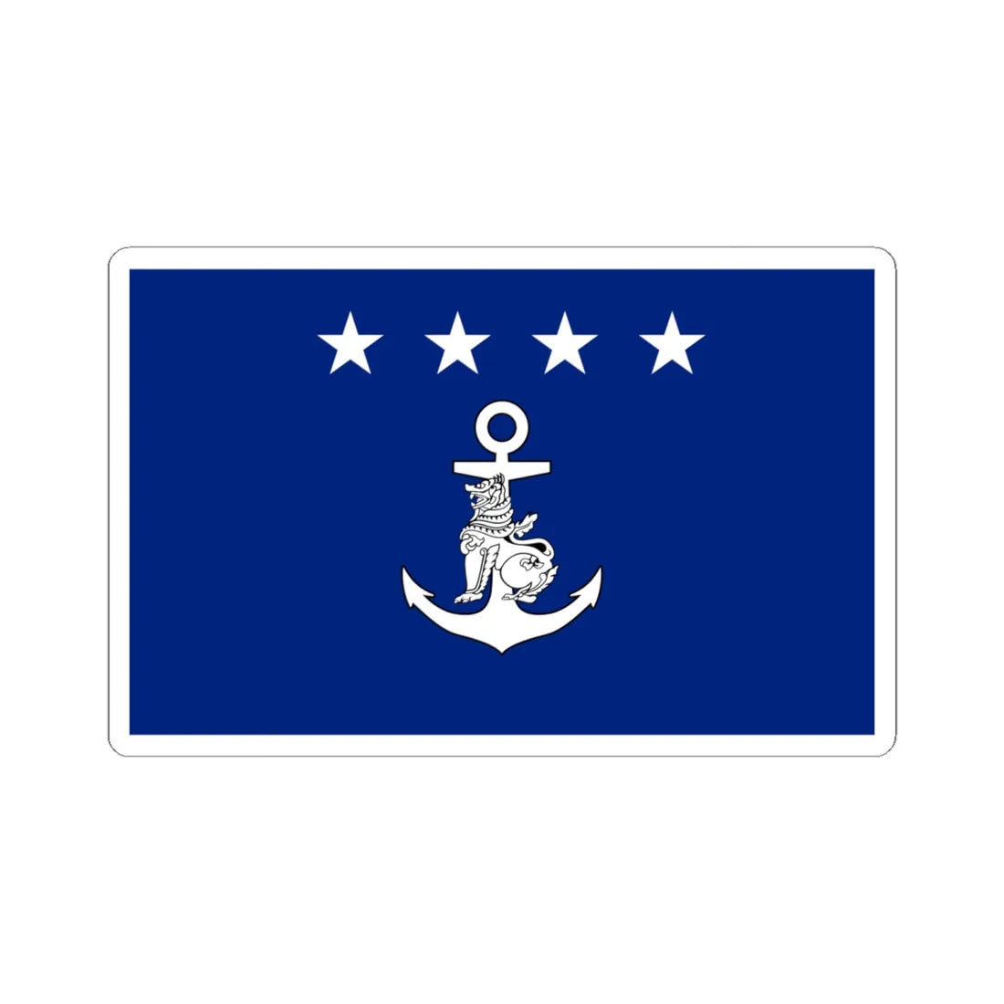 Myanmar Navy Admiral Flag (Myanmar) STICKER Vinyl Kiss-Cut Decal 6 Inch White - The Sticker Space