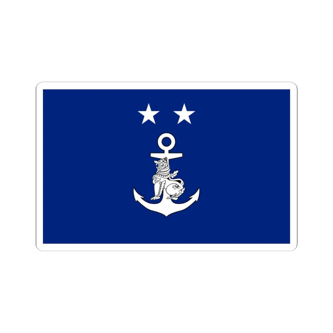 Myanmar Navy Rear-Admiral Flag (Myanmar) STICKER Vinyl Kiss-Cut Decal 3 Inch White - The Sticker Space