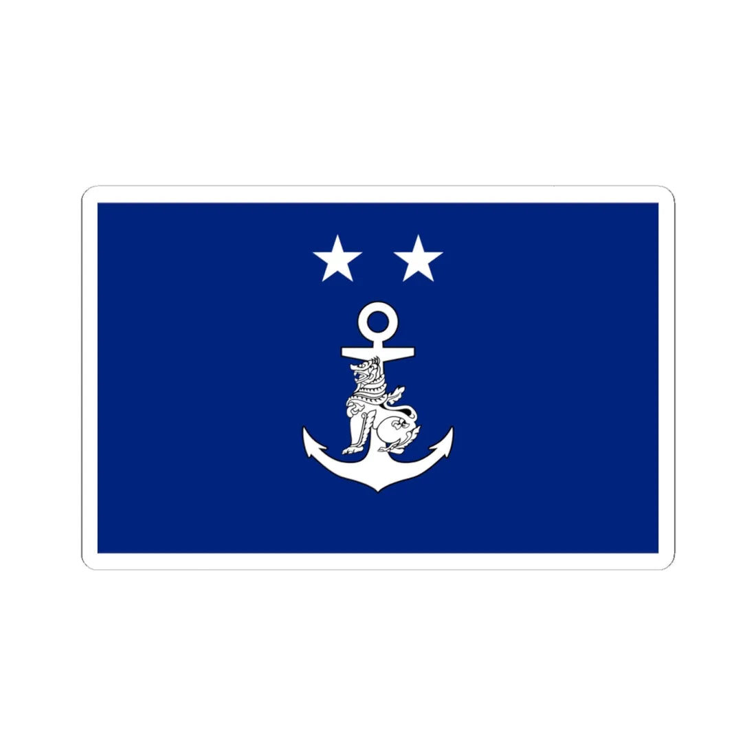 Myanmar Navy Rear-Admiral Flag (Myanmar) STICKER Vinyl Kiss-Cut Decal 4 Inch White - The Sticker Space