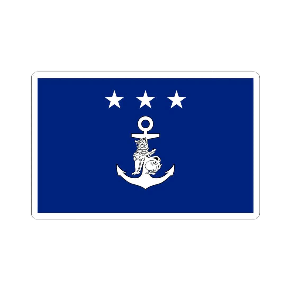 Myanmar Navy Vice-Admiral Flag (Myanmar) STICKER Vinyl Kiss-Cut Decal 4 Inch White - The Sticker Space