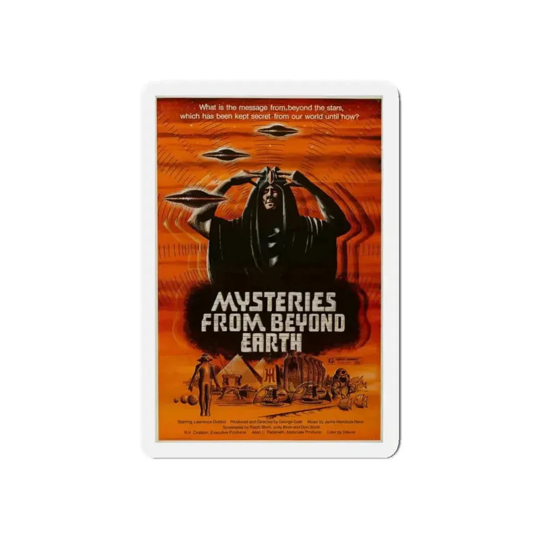 MYSTERIES FROM BEYOND EARTH 1975 Movie Poster - Refrigerator Magnet 3 Inch Die-Cut - The Sticker Space
