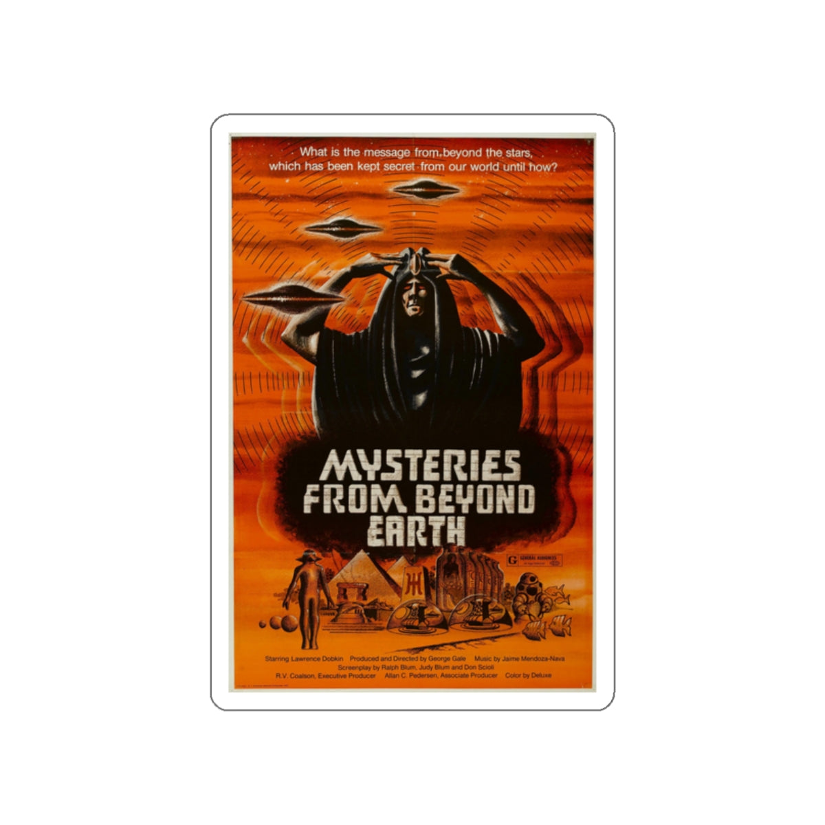 MYSTERIES FROM BEYOND EARTH 1975 Movie Poster STICKER Vinyl Die-Cut Decal-2 Inch-The Sticker Space