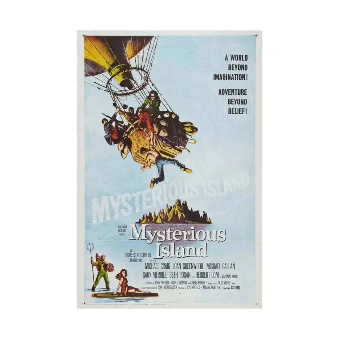 MYSTERIOUS ISLAND (2) 1961 - Paper Movie Poster - The Sticker Space