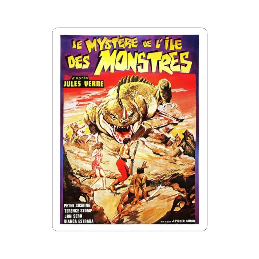 MYSTERY ON MONSTER ISLAND (FRENCH) 1981 Movie Poster - STICKER Vinyl Kiss-Cut Decal 2 Inch White - The Sticker Space