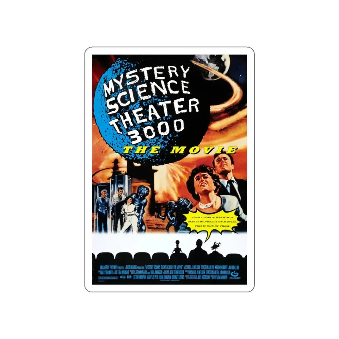 MYSTERY SCIENCE THEATER 3000 THE MOVIE 1996 Movie Poster STICKER Vinyl Die-Cut Decal 4 Inch - The Sticker Space