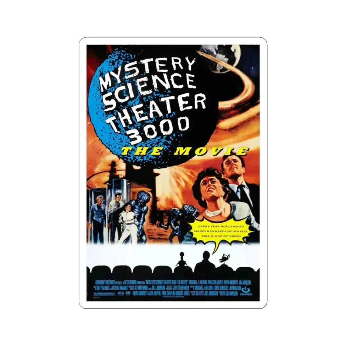 Mystery Science Theater 3000 The Movie 1996 Movie Poster - STICKER Vinyl Kiss-Cut Decal 6 Inch White - The Sticker Space