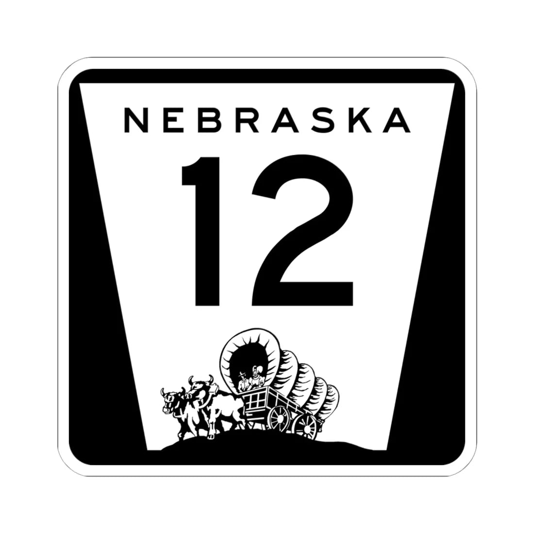 N-12 (Nebraska) (Road Sign) STICKER Vinyl Kiss-Cut Decal 6 Inch White - The Sticker Space