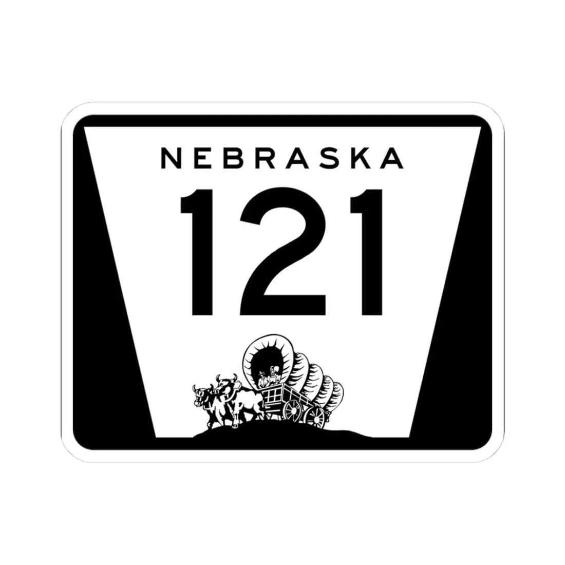 N-121 (Nebraska) (Road Sign) STICKER Vinyl Kiss-Cut Decal 3 Inch White - The Sticker Space