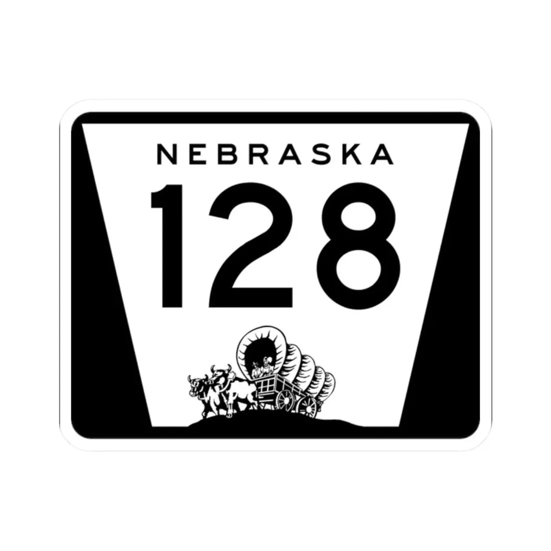 N-128 (Nebraska) (Road Sign) STICKER Vinyl Kiss-Cut Decal 2 Inch White - The Sticker Space