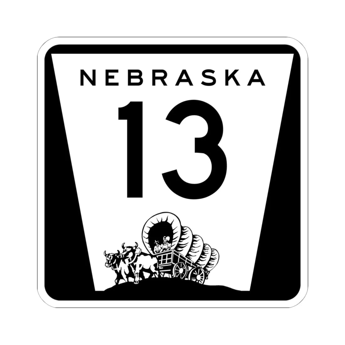 N-13 (Nebraska) (Road Sign) STICKER Vinyl Kiss-Cut Decal 6 Inch White - The Sticker Space