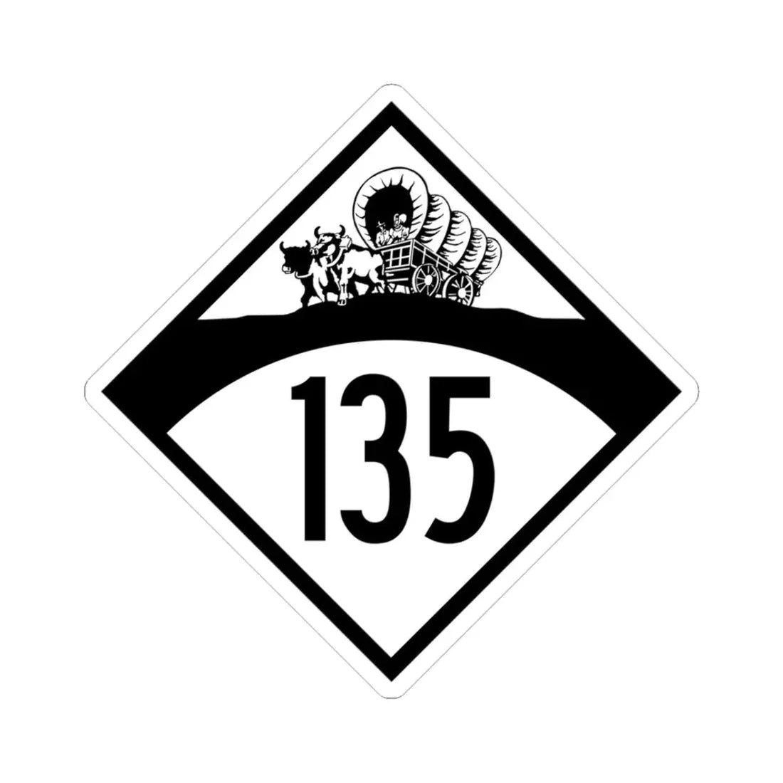 N-135 1950 (Nebraska) (Road Sign) STICKER Vinyl Kiss-Cut Decal 3 Inch White - The Sticker Space