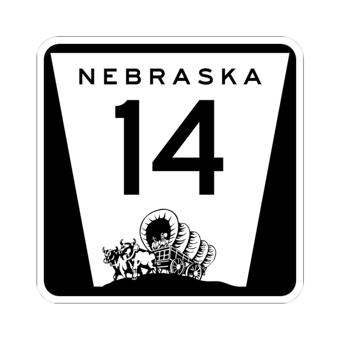 N-14 (Nebraska) (Road Sign) STICKER Vinyl Kiss-Cut Decal 3 Inch White - The Sticker Space