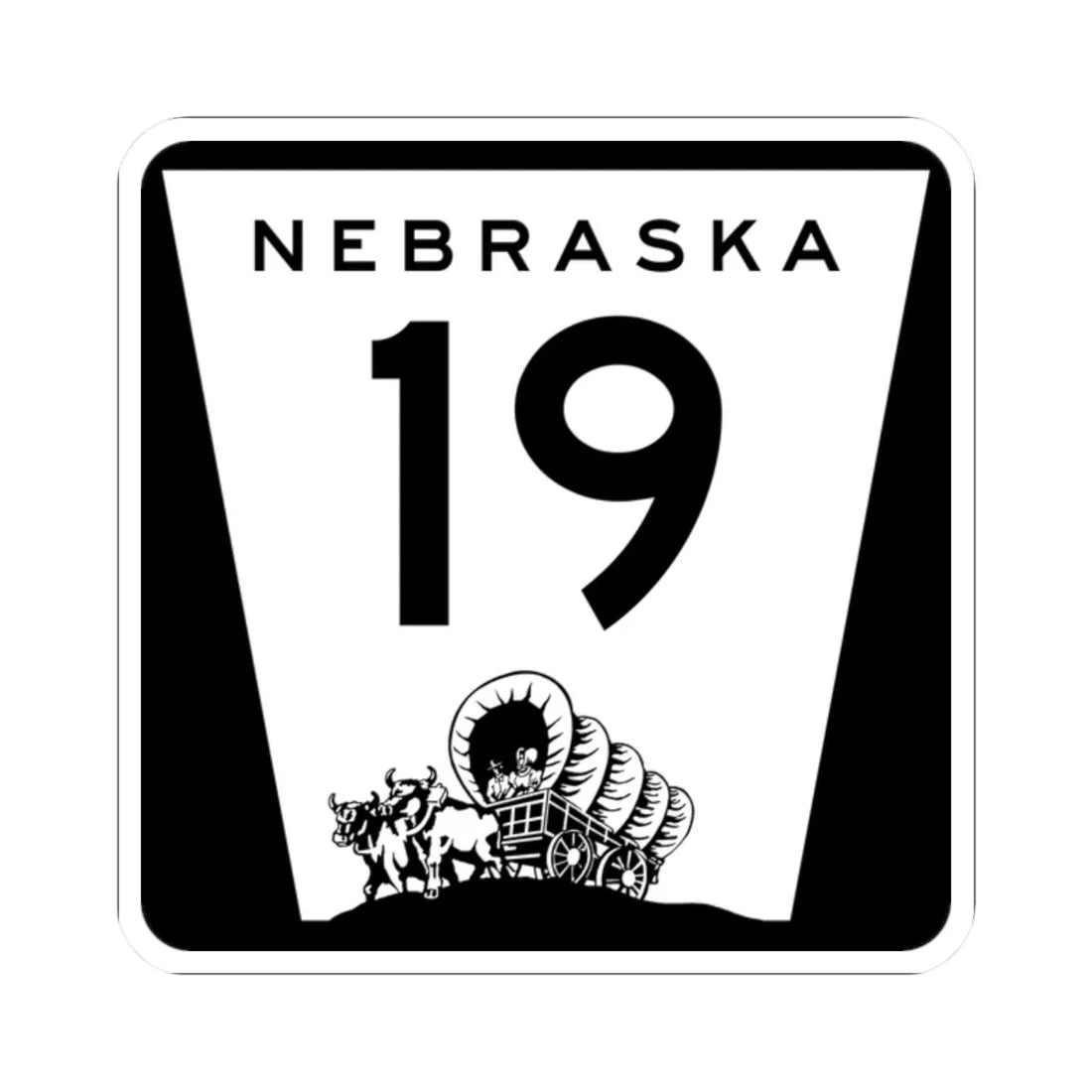 N-19 (Nebraska) (Road Sign) STICKER Vinyl Kiss-Cut Decal 2 Inch White - The Sticker Space