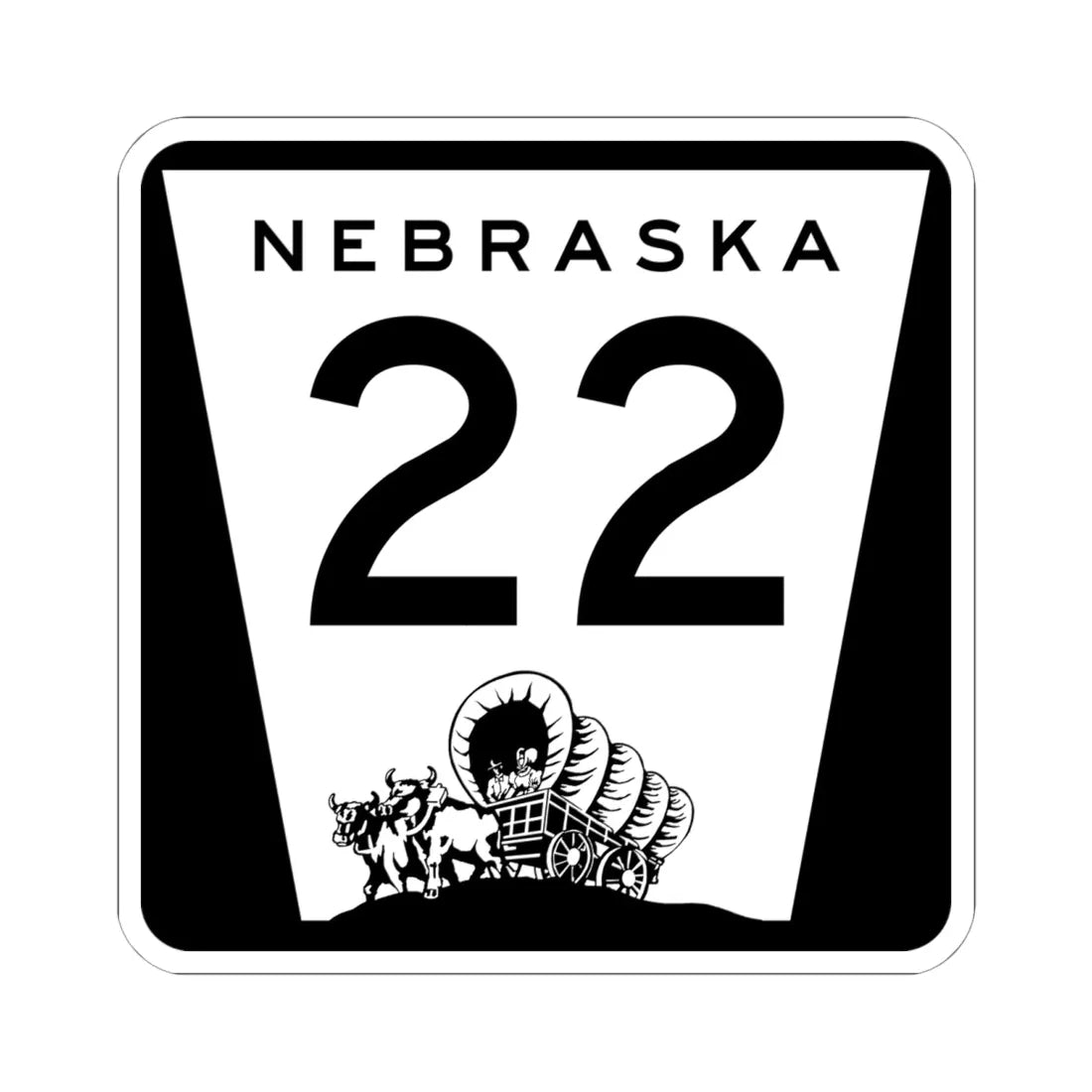 N-22 (Nebraska) (Road Sign) STICKER Vinyl Kiss-Cut Decal 6 Inch White - The Sticker Space