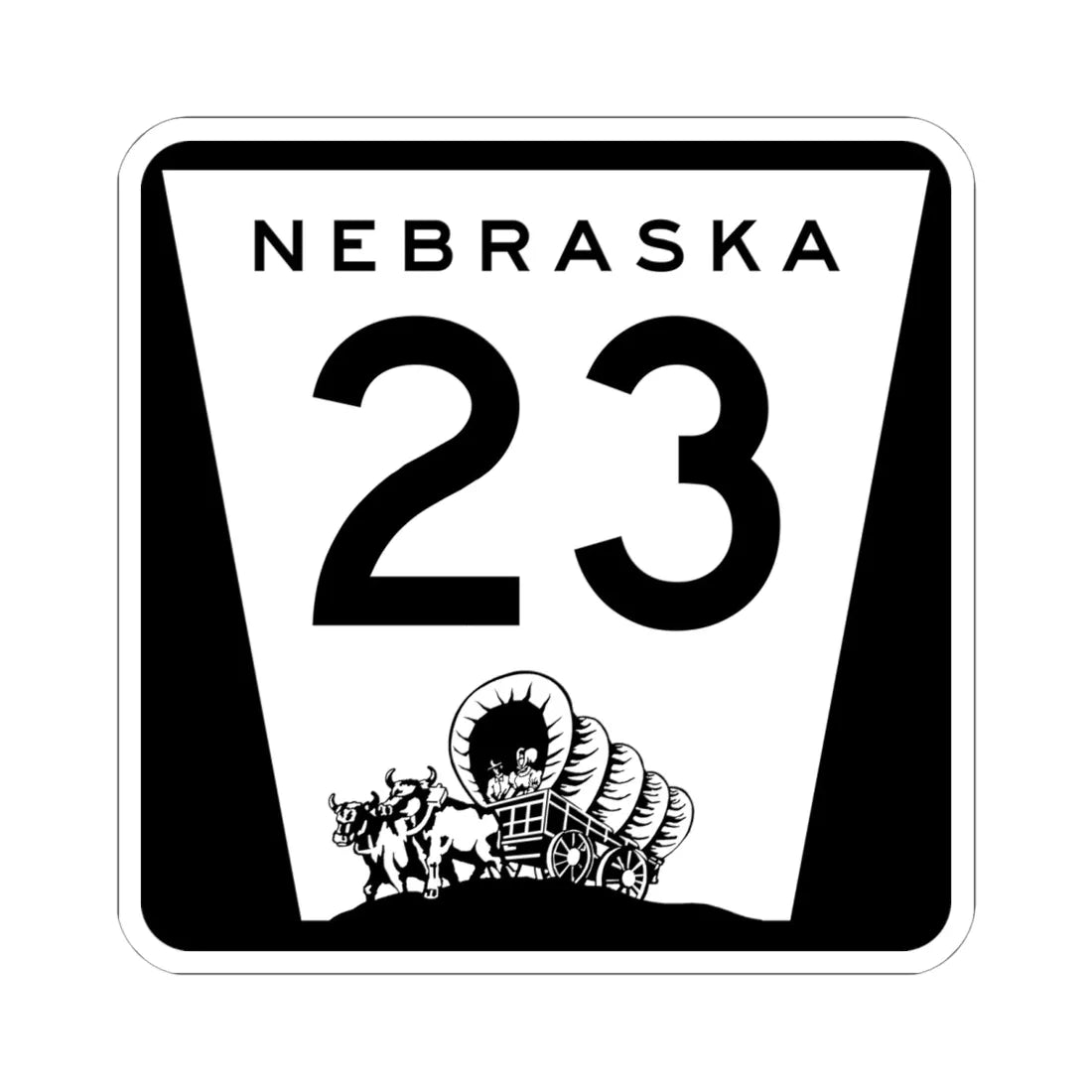 N-23 (Nebraska) (Road Sign) STICKER Vinyl Kiss-Cut Decal 6 Inch White - The Sticker Space
