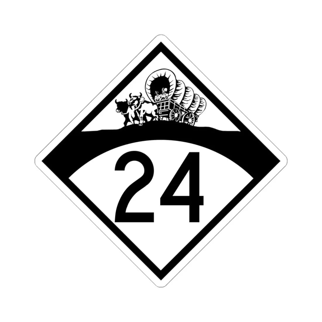 N-24 1950 (Nebraska) (Road Sign) STICKER Vinyl Kiss-Cut Decal 6 Inch White - The Sticker Space
