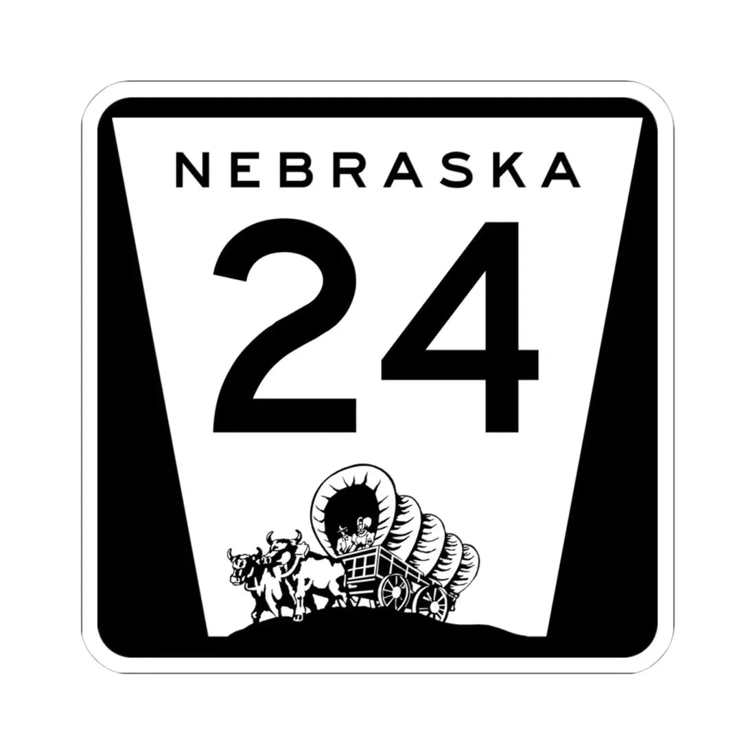 N-24 (Nebraska) (Road Sign) STICKER Vinyl Kiss-Cut Decal 4 Inch White - The Sticker Space