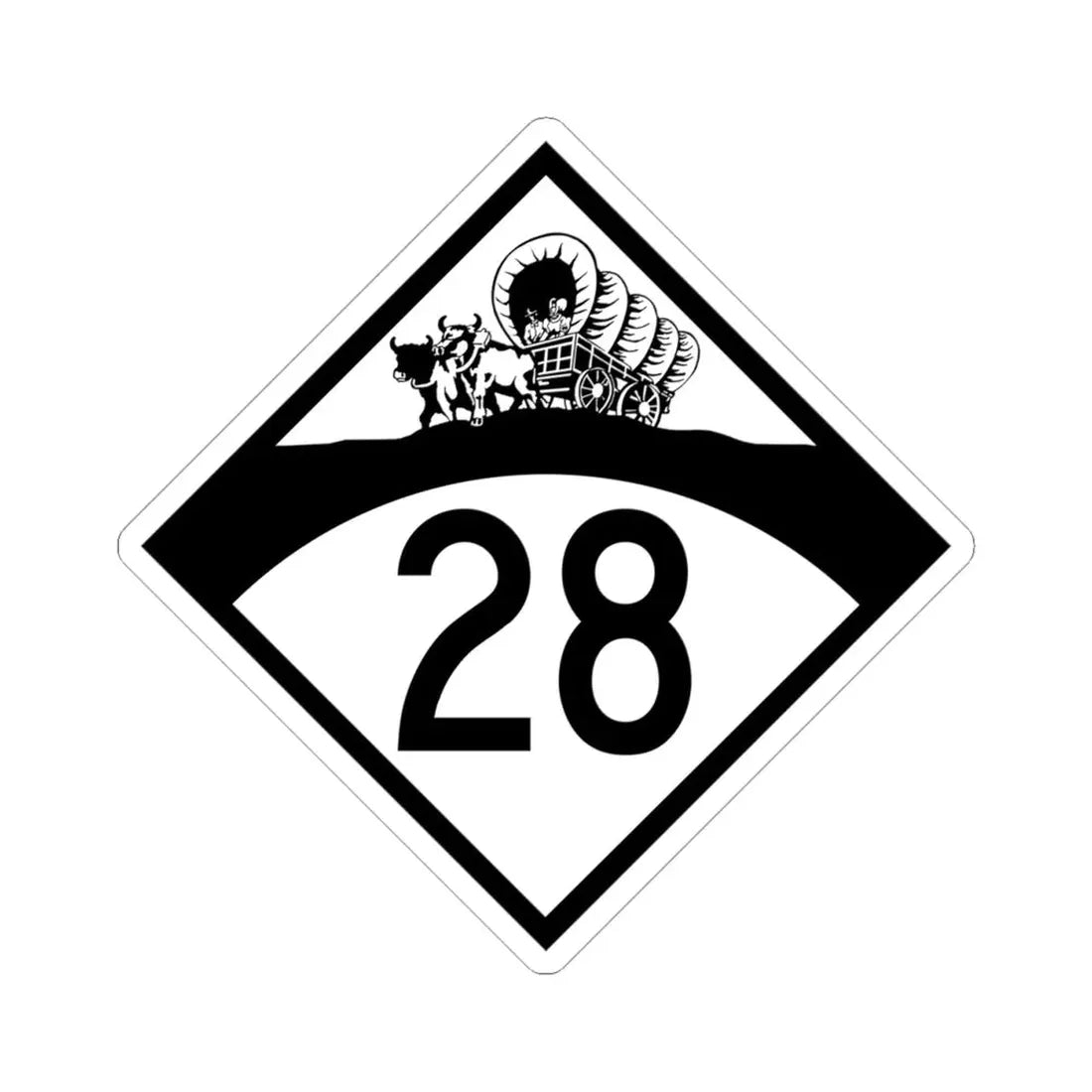 N-28 1950 (Nebraska) (Road Sign) STICKER Vinyl Kiss-Cut Decal 4 Inch White - The Sticker Space