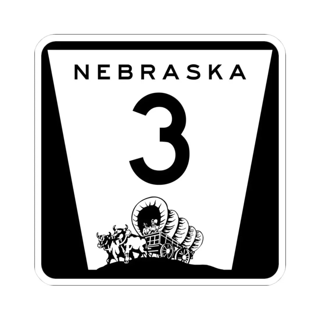 N-3 (Nebraska) (Road Sign) STICKER Vinyl Kiss-Cut Decal 3 Inch White - The Sticker Space