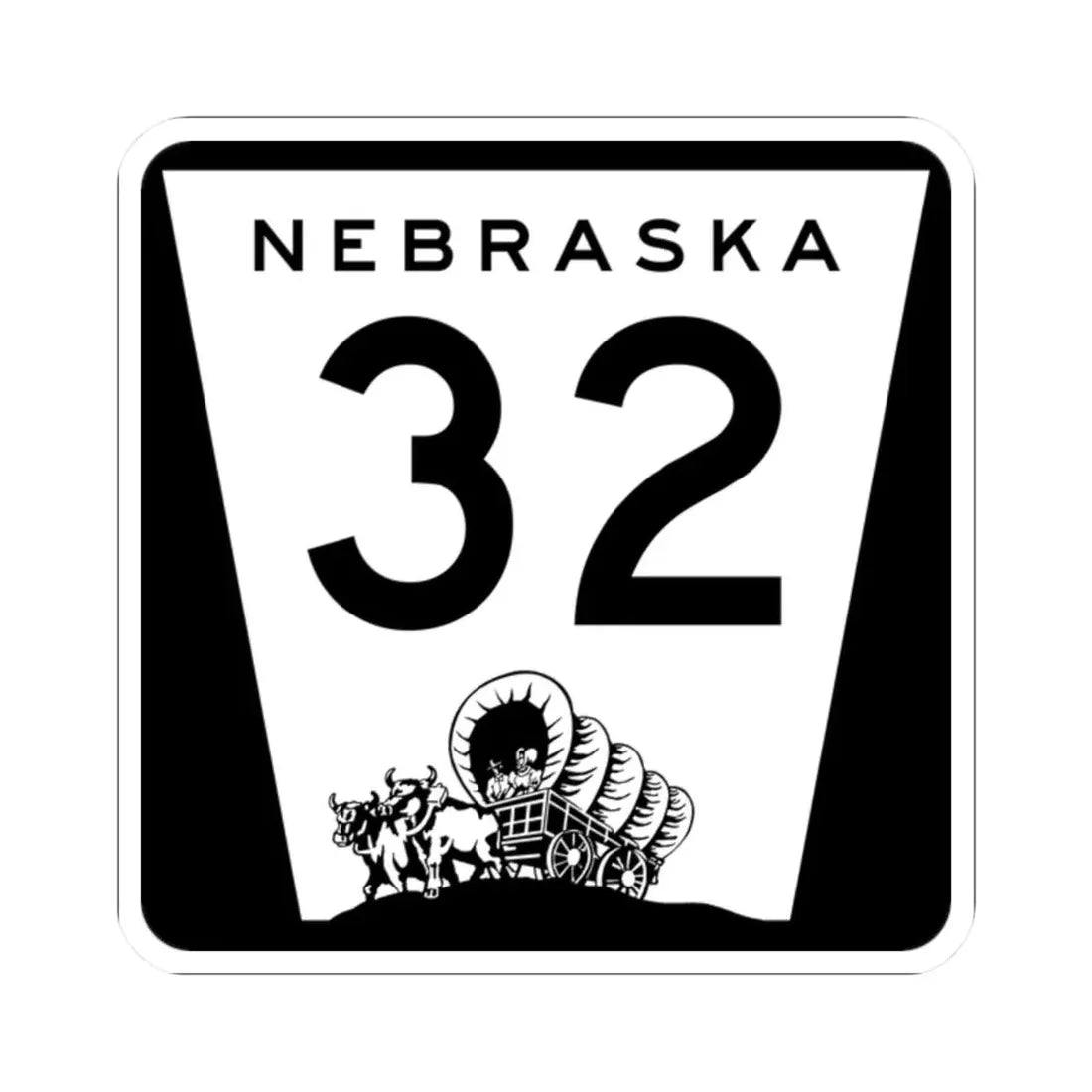 N-32 (Nebraska) (Road Sign) STICKER Vinyl Kiss-Cut Decal 2 Inch White - The Sticker Space