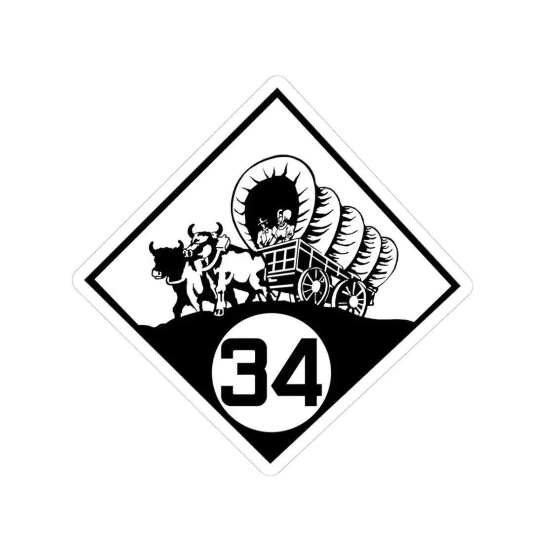 N-34 1926 (Nebraska) (Road Sign) STICKER Vinyl Kiss-Cut Decal 3 Inch White - The Sticker Space