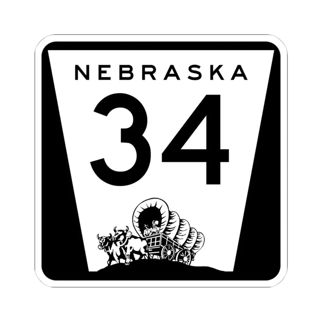 N-34 (Nebraska) (Road Sign) STICKER Vinyl Kiss-Cut Decal 4 Inch White - The Sticker Space