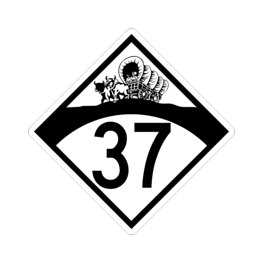 N-37 1950 (Nebraska) (Road Sign) STICKER Vinyl Kiss-Cut Decal 3 Inch White - The Sticker Space