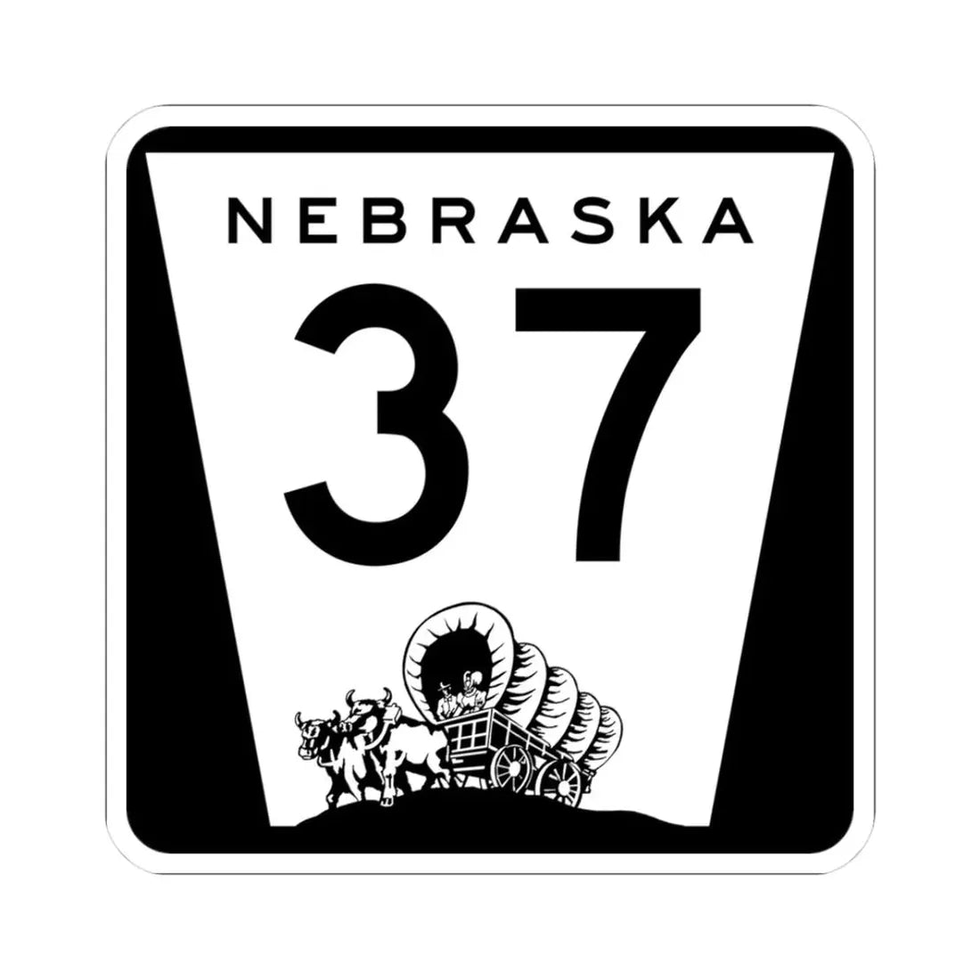 N-37 (Nebraska) (Road Sign) STICKER Vinyl Kiss-Cut Decal 3 Inch White - The Sticker Space