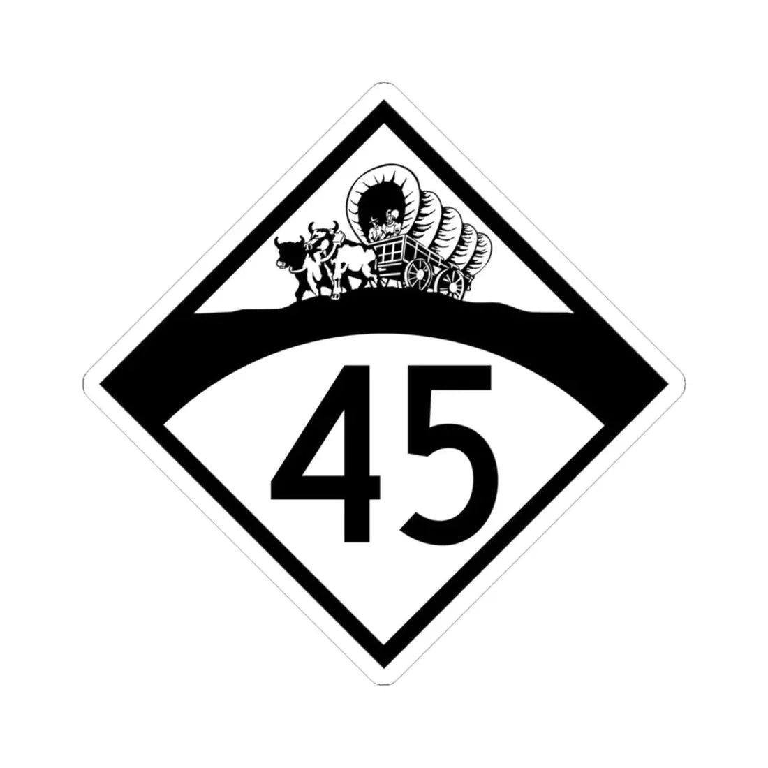 N-45 1950 (Nebraska) (Road Sign) STICKER Vinyl Kiss-Cut Decal 3 Inch White - The Sticker Space